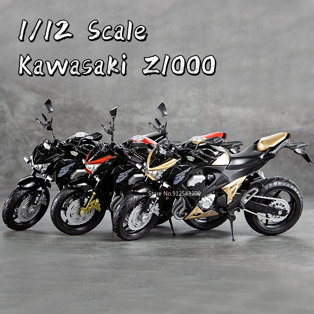 

Модель мотоцикла Kawasaki Z1000, игрушка из сплава, литая с резиновыми шинами, может поворачиваться, модель мотоцикла, игрушки для мальчиков, подарок, 1/12