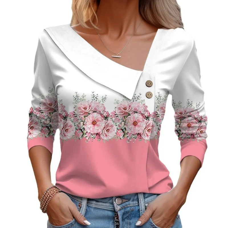 

Fashion Women Shirt Casual Loose Long-sleeved Shirt Women Elegant Printed Temperament Tops Women Blusa Feminina Camisas Blusa