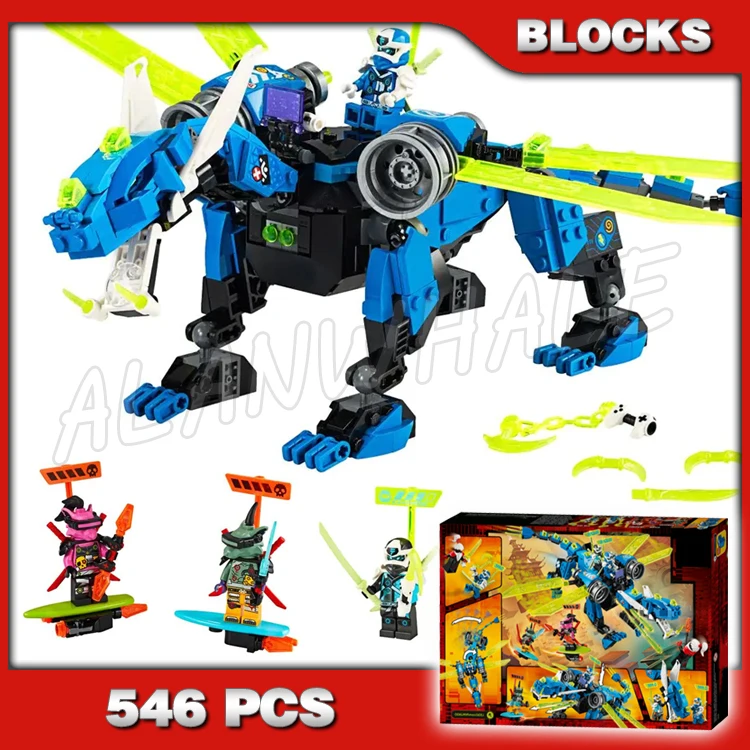 

546pcs Shinobi Jay's Cyber Dragon Blue Posable Tail Legs Wings Unagami 11488 Building Blocks Sets GIfts Compatible With Model