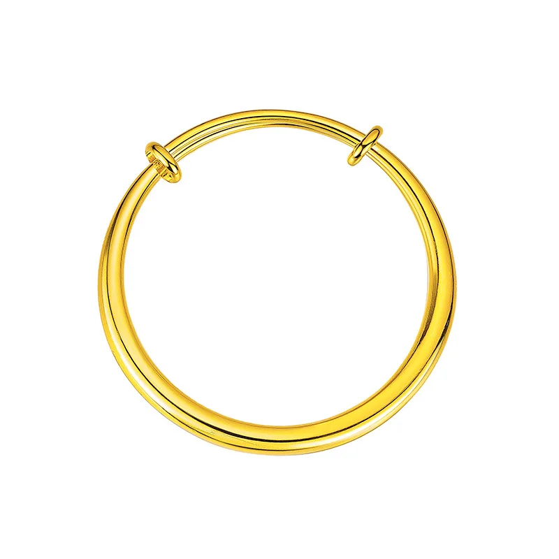 Женский браслет из настоящего золота 9999 24 карата однотонный гладкий с круглым