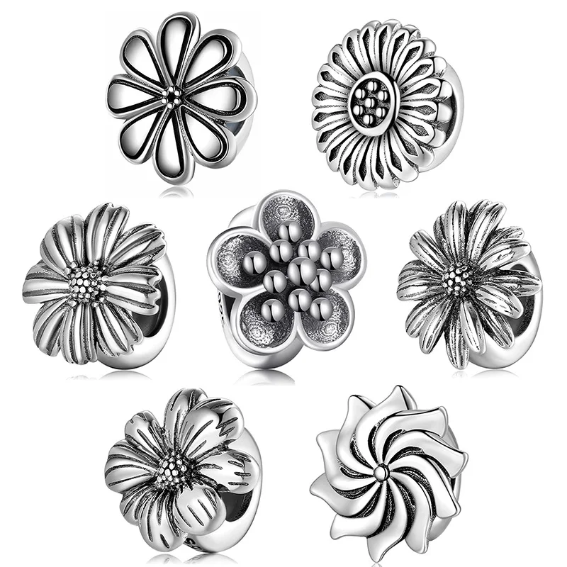 

Sterling Silver Spacer Beads, Small Daisy Fixed Bead Bracelet Accessory Beads