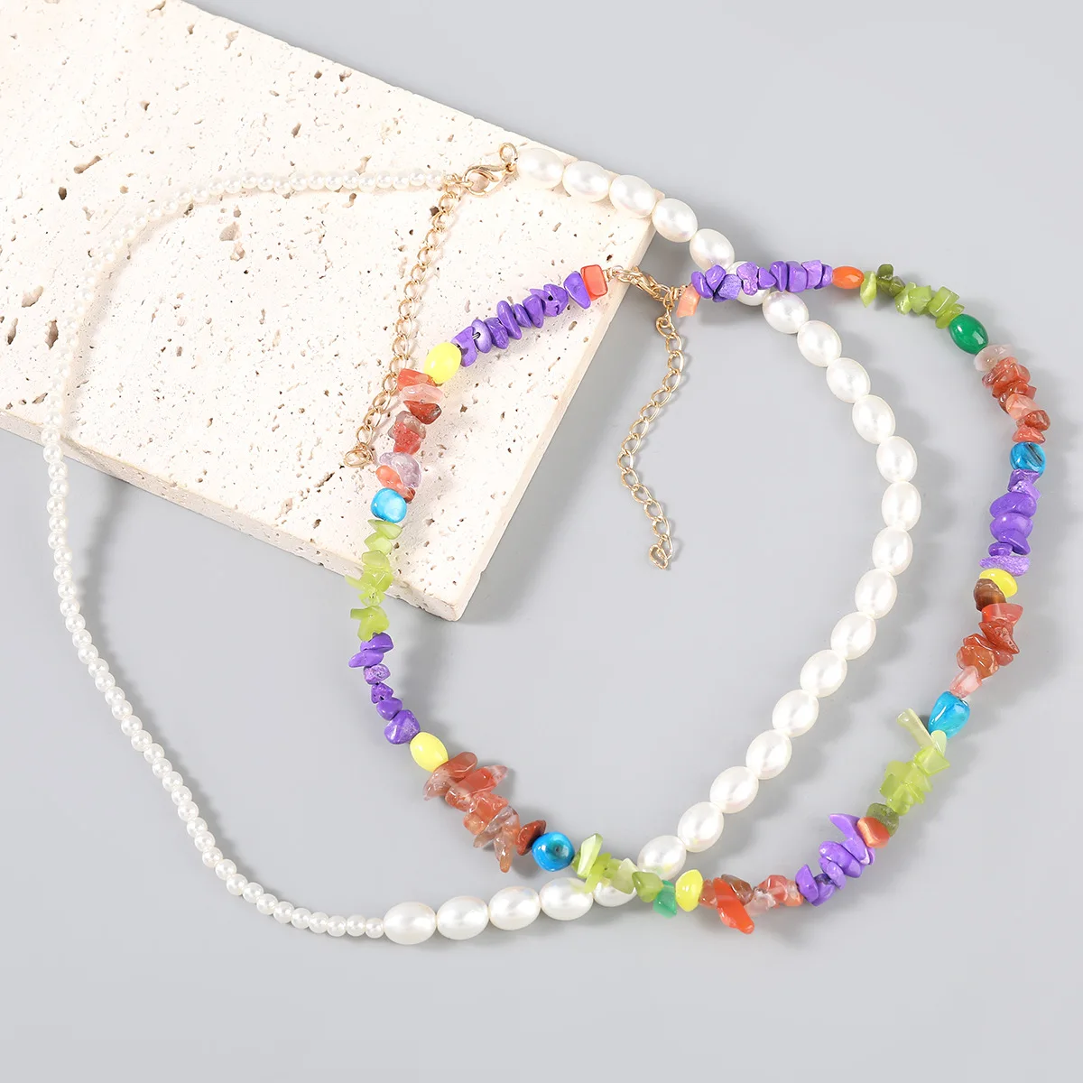 

Ожерелье женское многослойное с искусственным жемчугом и бусинами