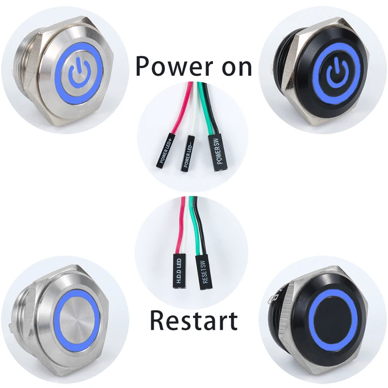 

12/16/19/22 мм включение/перезапуск компьютера с лампой, металлический кнопочный переключатель, модификация рабочего места, Главная плата, проводка «сделай сам»