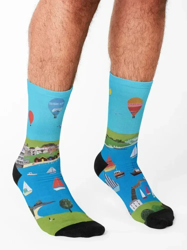 Swanage Dorset Носки в стиле хип-хоп Бег с принтом Женские носки Мужские