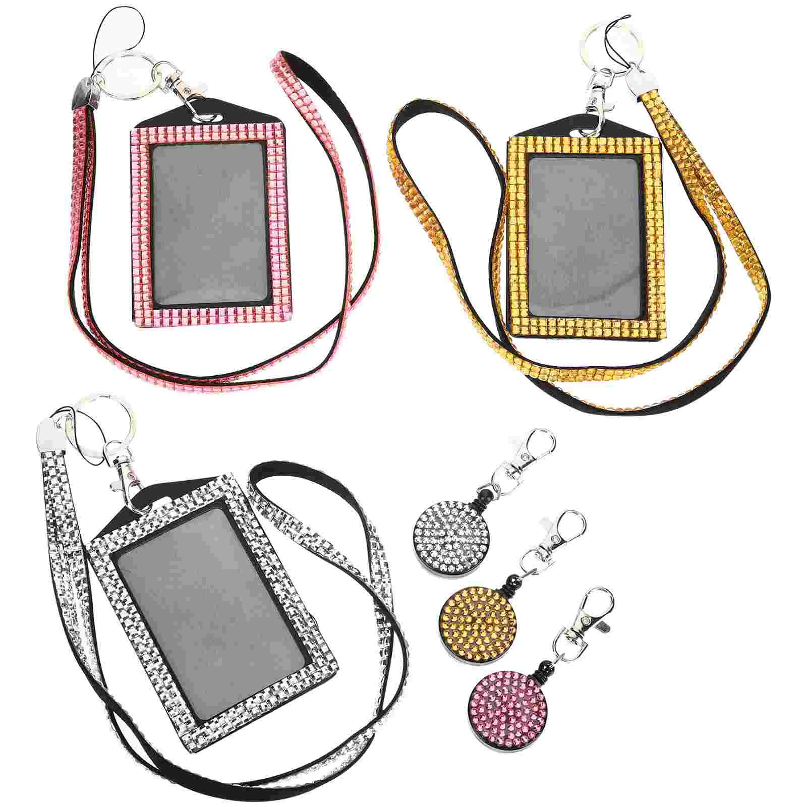 

3pcs Rhinestone Replacement Neck Id Badge Holder With Lanyard Id Badge Holder For Work Id Badge Holder Id Badge Holder