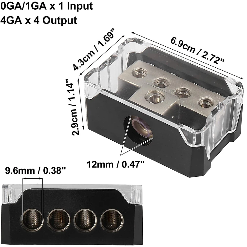 

Splitter Hub Audio Splitter Sand Nickel 4 X 4GA 4Way Power Car Audio Power
