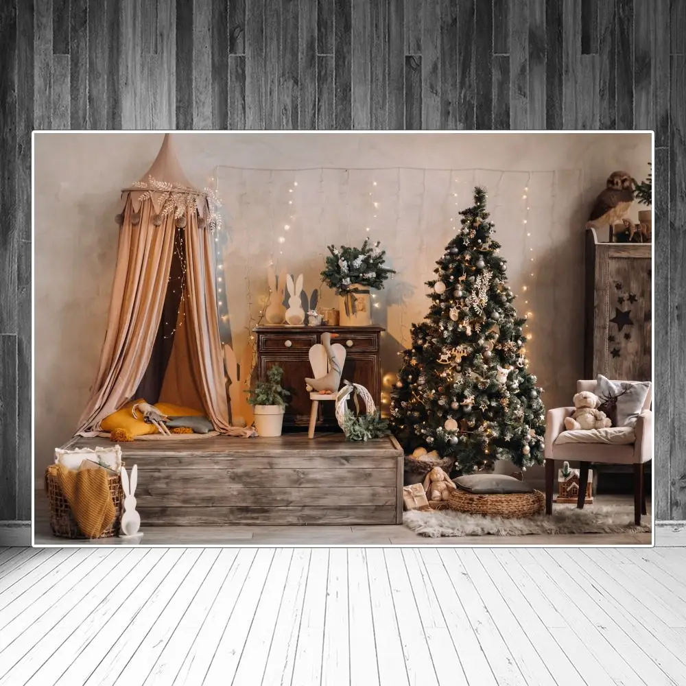 

Фон для фотосъемки с изображением рождественской елки палатки сцены Кабинета комнаты интерьера фотосъемки фотобудки реквизит