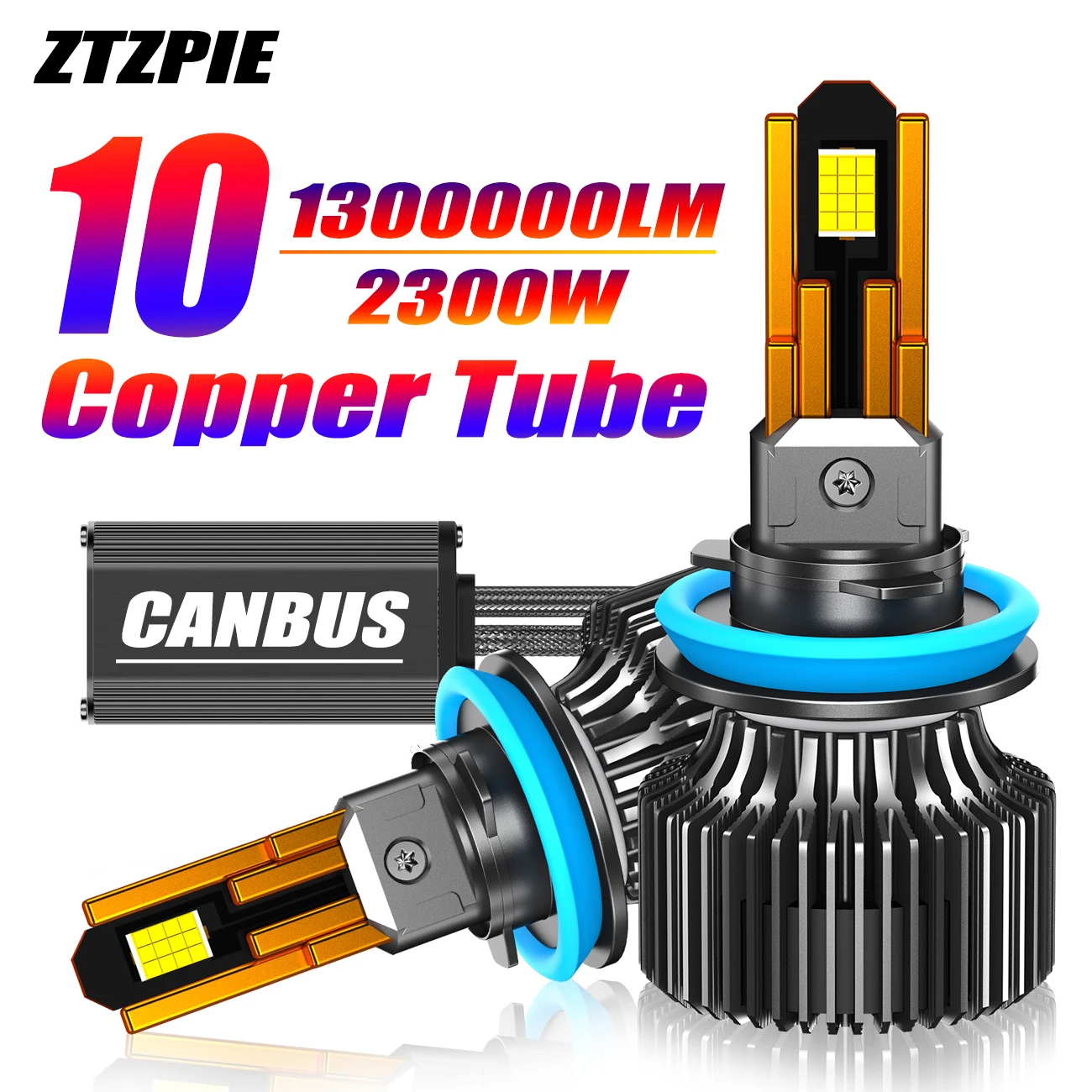 

ZTZPIE 10 Медная трубка 6500K Автомобильный фонарь H7 H4 Canbus Светодиодная фара HB3 HB4 9005 9006 H1 H11 2300 Вт Лампа CSP 9865 Лампа высокой мощности