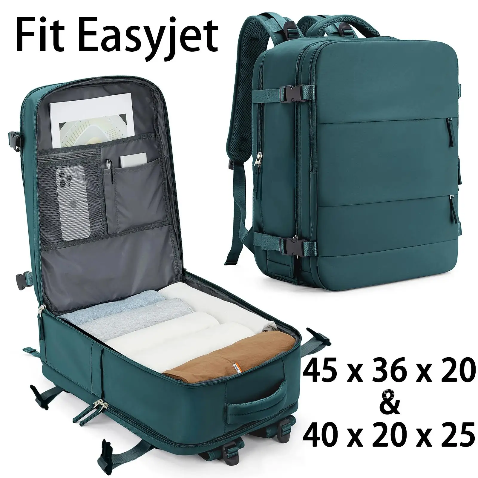 Фото Рюкзак Easyjet Cabin Bag 45x36x20, 40x20x25 Ryanair Carry-Ons, женский/мужской дорожный рюкзак для самолета, рюкзак для ноутбука размера кабины №1