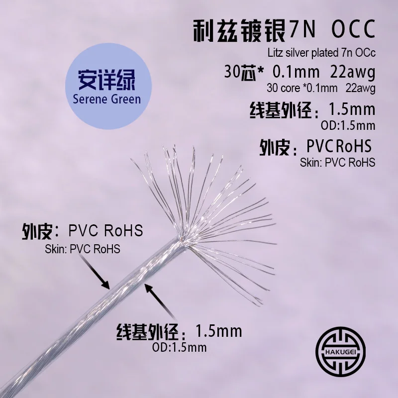 Фото Litz посеребренный 7n OCc 30 жил *0,1 мм 22awgOD: 1,5 мм №1