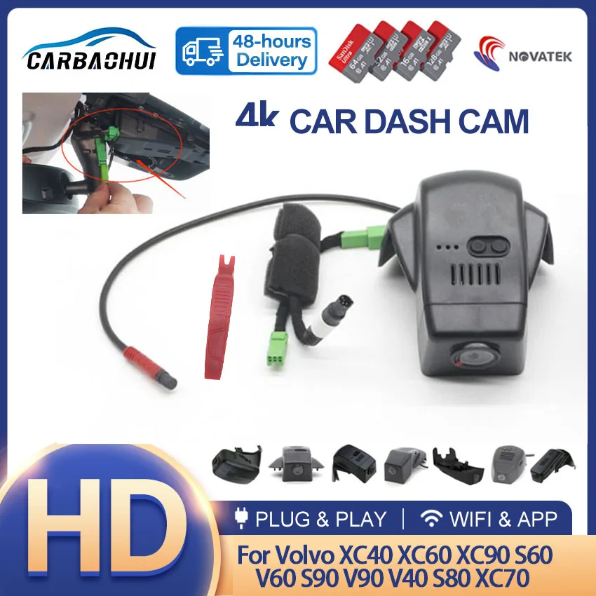 4K 2160P Easy to install  Car DVR Cameras Dash Cam Dashcam Recorder for Volvo V40 V60 V90 S60 S80 S80L S90 XC40 XC60 XC70 XC90
