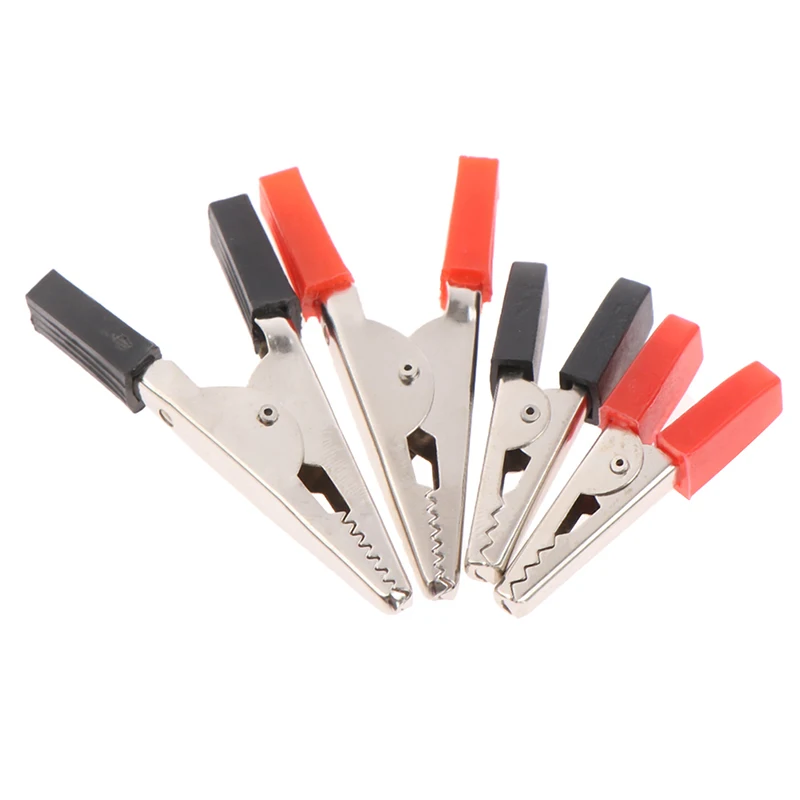 

10pcs 5A Insulated Crocodile Clips Plastic Handle Cable Lead Testing Metal Alligator Clips Clamps 35MM 48MM Crocodile Clip New