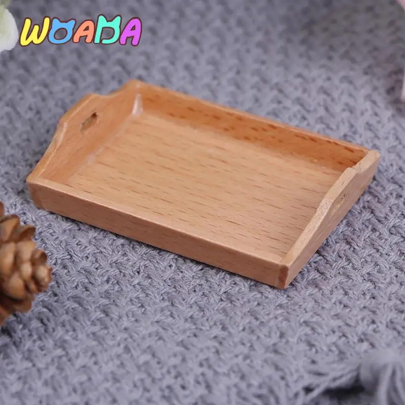 

Миниатюрная деревянная тарелка для кукольного домика, модель подноса для имитации кукольного домика, декоративные аксессуары, 1 шт., 1/12