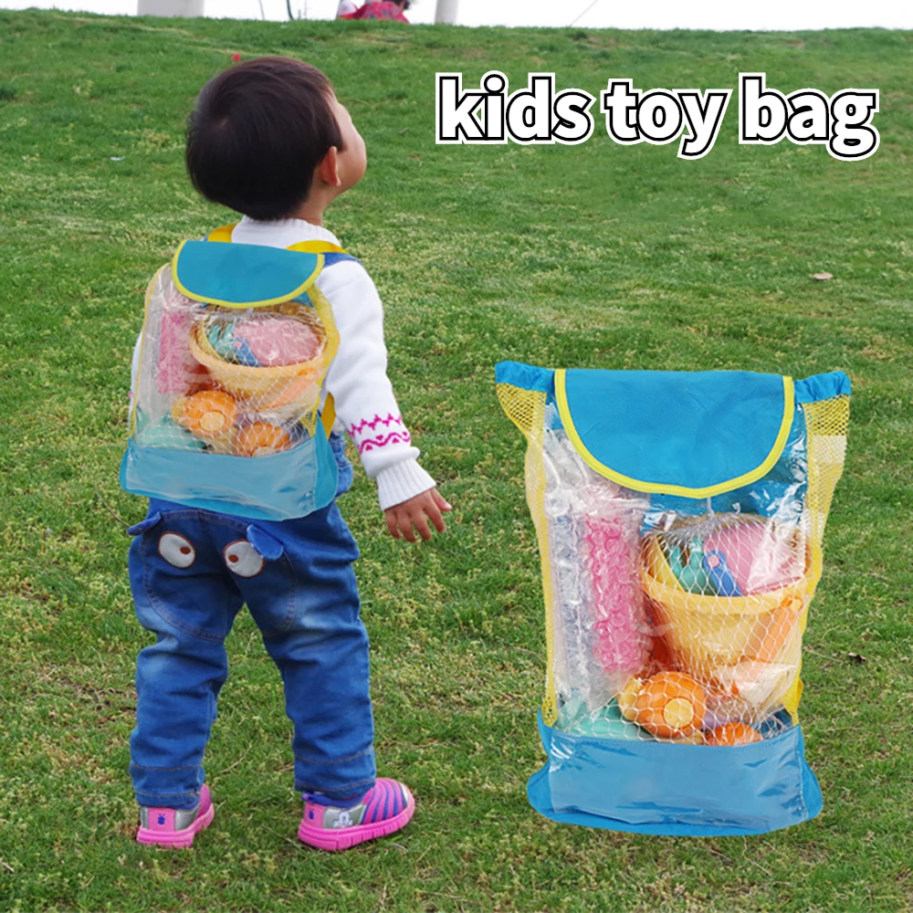

Large-capacity Children's Toy Backpack Transparent Breathable Mesh Backpack Summer Water Play Prop Bag Swimming Storage Bag