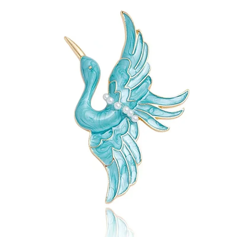 

2023 New Chinese Style Crane Enamel Pin Fashion Pins Animal Metal Bird Clothes Brooches For Women Luxury Brooch Jewelry Gift