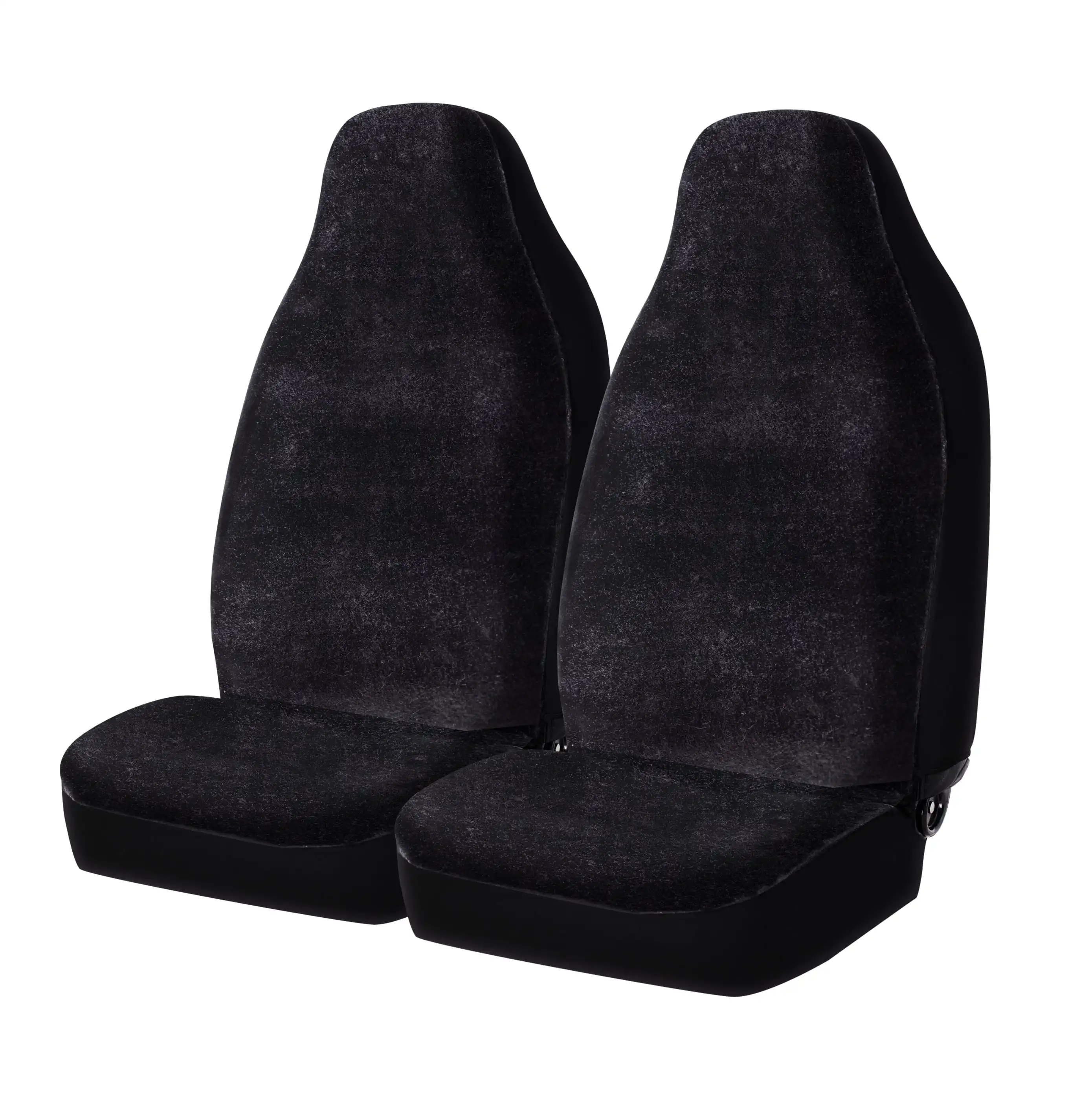 

2 Piece Seat Covers High Back Fur Polyester Black, Universal Fit, 2002SC101