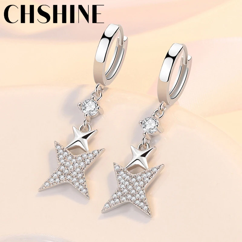 

CHSHINE 925 Sterling Silver Meteor AAAAA Zircon Earrings for Women's Wedding Banquet Charm Gift Jewelry
