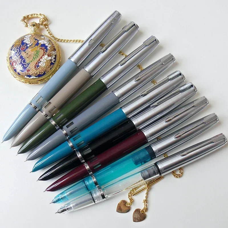 Фото Новая вакуумная перьевая ручка Yongshen 601 для письма, канцелярские товары для офиса и школы, чернильные ручки с видимым окном уровня чернил, в подарочной коробке №4