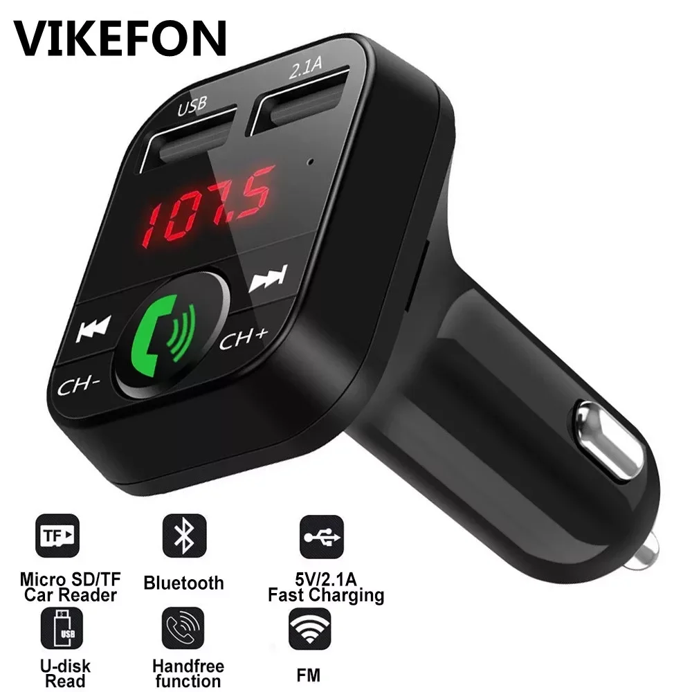

Car Bluetooth 5.0 FM Transmitter Wireless Adapter Mic Audio Receiver Auto MP3 Player 2.1A Dual USB Fast Charger Car Accessories