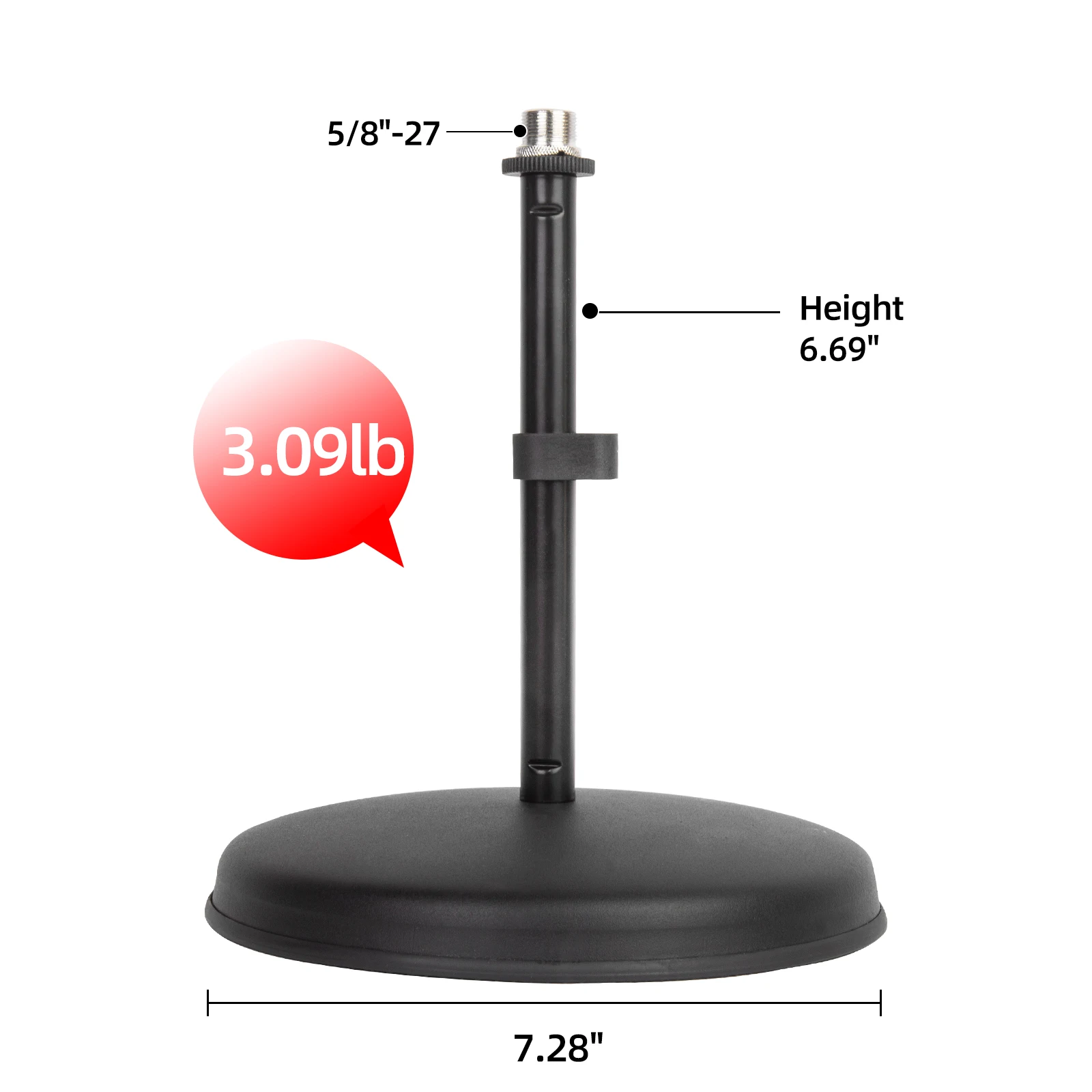 Фото MS030 Yinyu Pro Mic Stand, прочная стальная настольная подставка с противоскользящим основанием, резьба 5/8 дюйма для Blue Yeti, подходит для подкастов, игр и стриминга. №5
