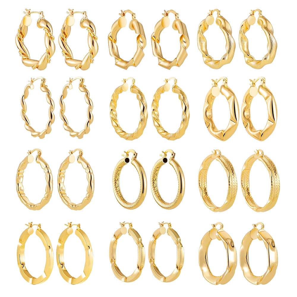 

New Fashion Geometric Twisted Round Circle Earring for Women Irregular Big Gold Metal Chunky Hoop Earrings Punk Jewelry