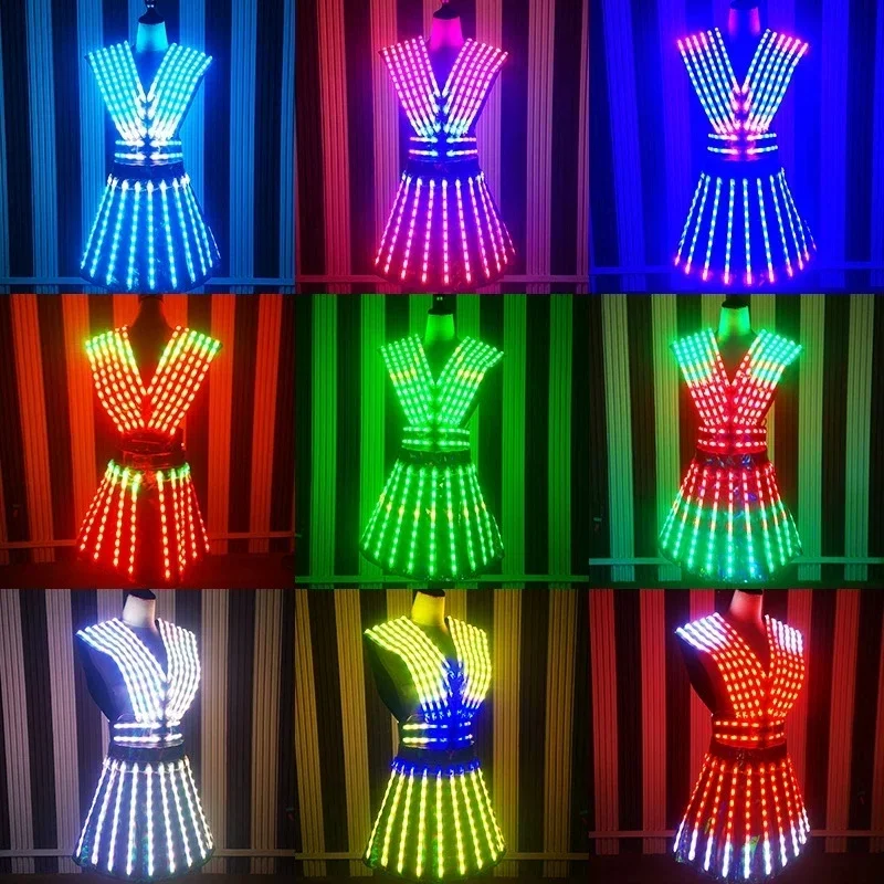 Светодиодные костюмы с подсветкой платье для девочек рейв-наряды вечерние