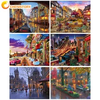 chenistory pictures by number landscape for adult crafts diy gift art oil painting by number city scenery kits home decoration