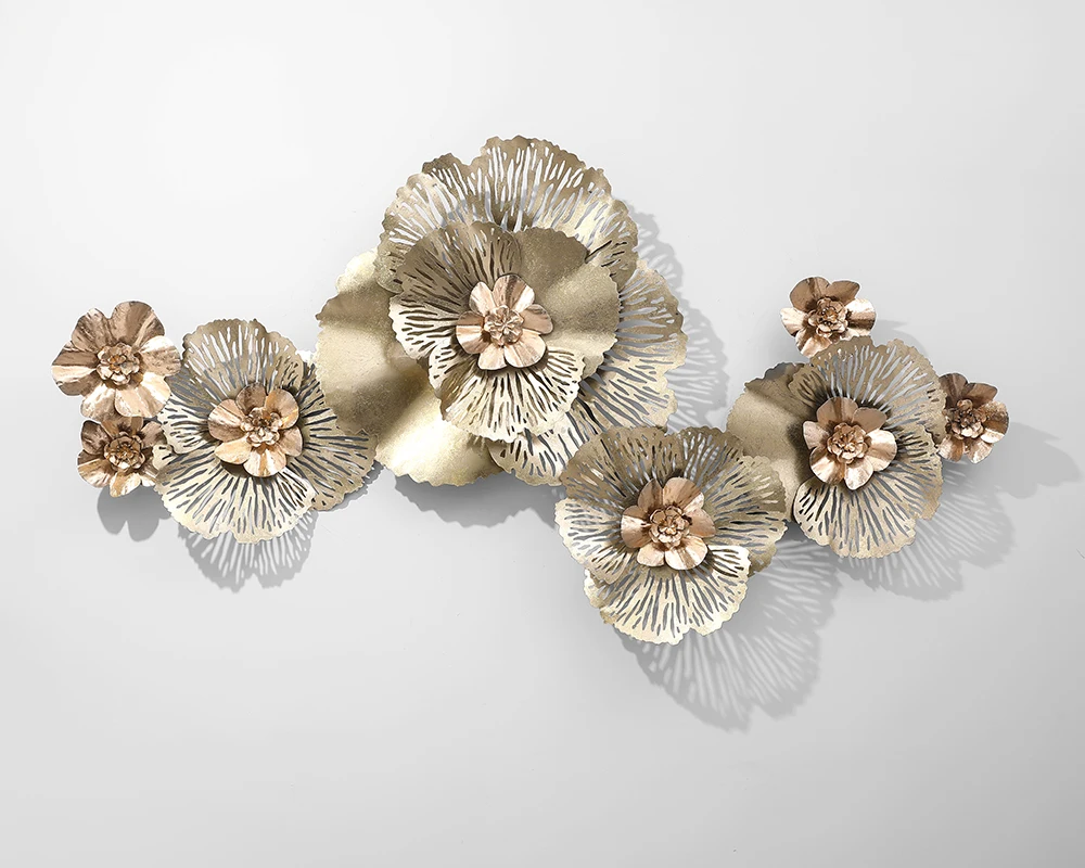 

Art Gold Flower Iron Metal Decoration Items home decor wall hanging flower for Home Decoration
