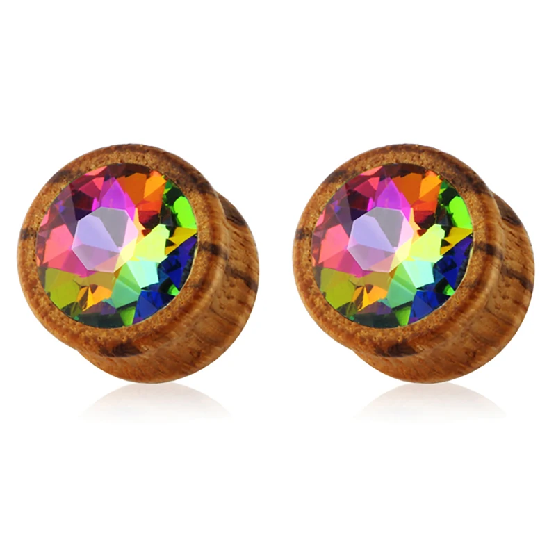 

Туннели стразы из массива дерева для пирсинга тела, деревянные серьги-измерители, заглушки для растяжки 8-16 мм