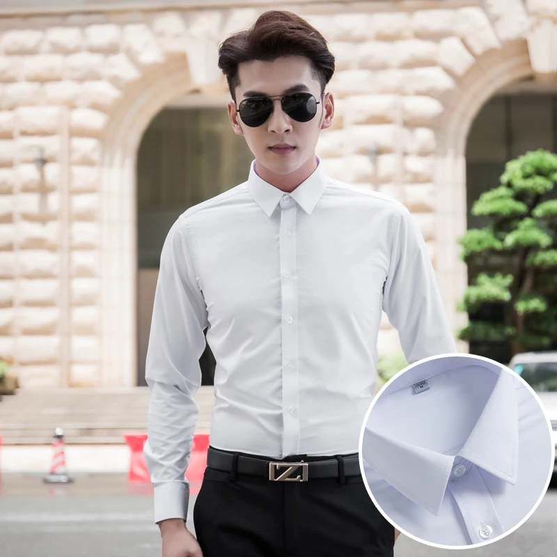 

British Style 2022 New Spring Autumn Solid Long Sleeve Shirts Men Clothing Slim Fit Business Casual Formal Wear Blouse Tops W430