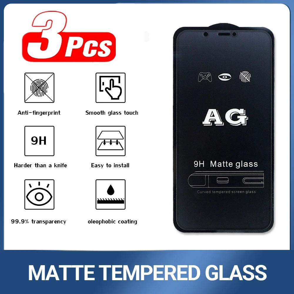

3PCS Matte Tempered Glass for Samsung S22 Plus S21 S20 FE A12 A01 A02 A10 A13 A21S A22 A31 A32 A50 A51 A52S 5G A53 A70 A71 A72