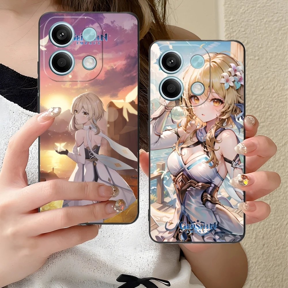 Genshin Impact Lumine Mobile Phone Case for Xiaomi Redmi Note 13 12 11 10 9 8 7 6 S A Pro Lite Plus 5G Black Cover Shell