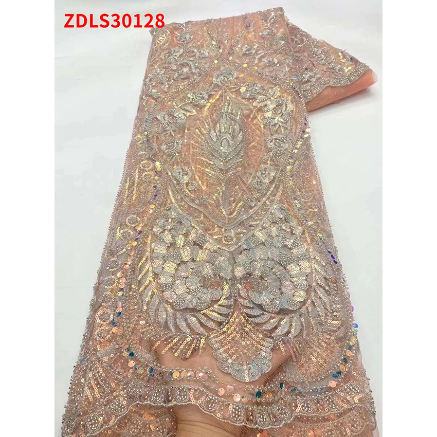 Прекрасная африканская одежда вышивка бисером блестки кружевная ткань низкая