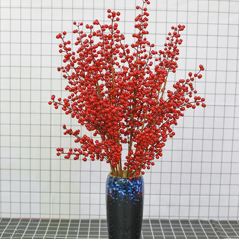 

52cm Red Christmas Berry Artificial Pine Cone For Christmas Decoration Artificial Flower Room Garden Flower Arrangement DIY