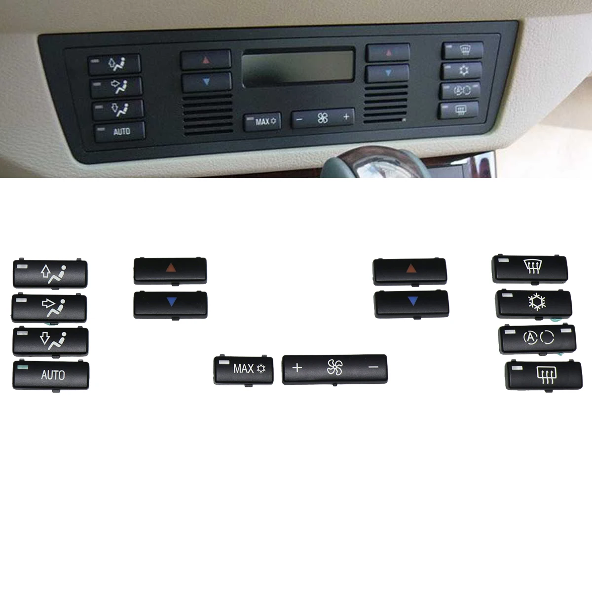 

14 кнопочный колпачок для автомобильного кондиционера a / C панель управления освещение для BMW E39 E53 525I 530I 540I M5 X5
