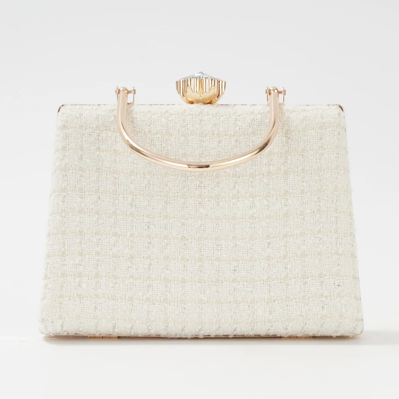 Black Checked Square Bag Women's Simple and Versatile Shopping Female Handbag Girl's Campus Bag Metal Handle Dating Bag 2023