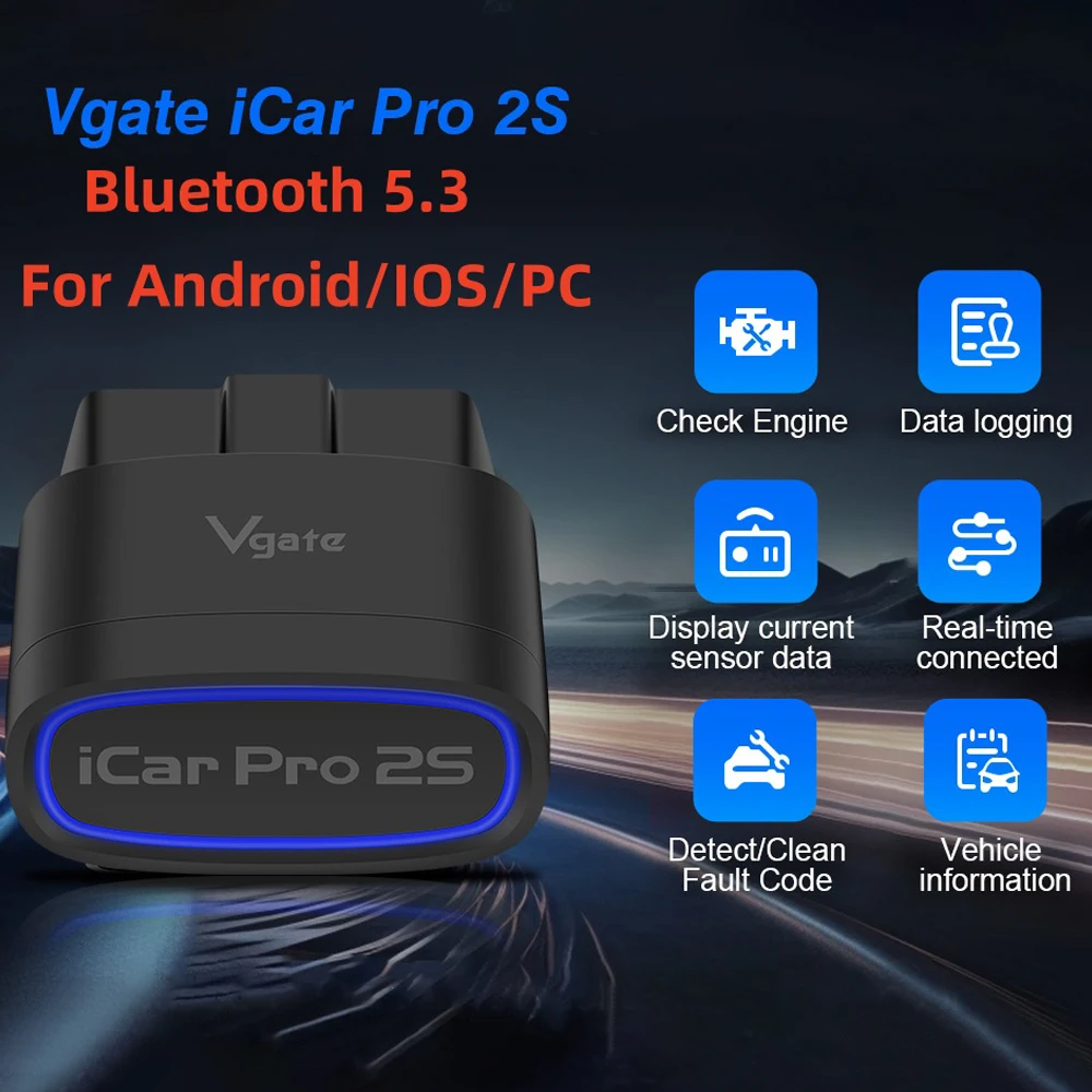 

Диагностический Сканер Vgate iCar Pro 2S ELM327 BT 5.3 OBD2 Для Android/iOS/ПК, Обновленная Версия V2.3