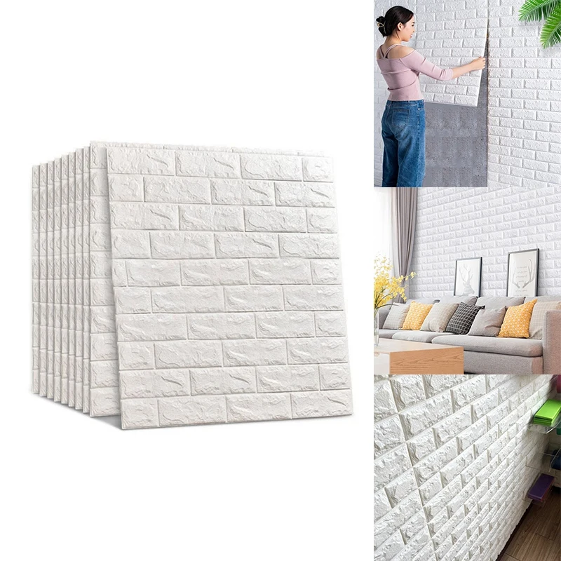 

Настенные 3d-наклейки с имитацией кирпичной кладки, украшение для спальни, водонепроницаемые самоклеящиеся обои для гостиной, фона телевизо...