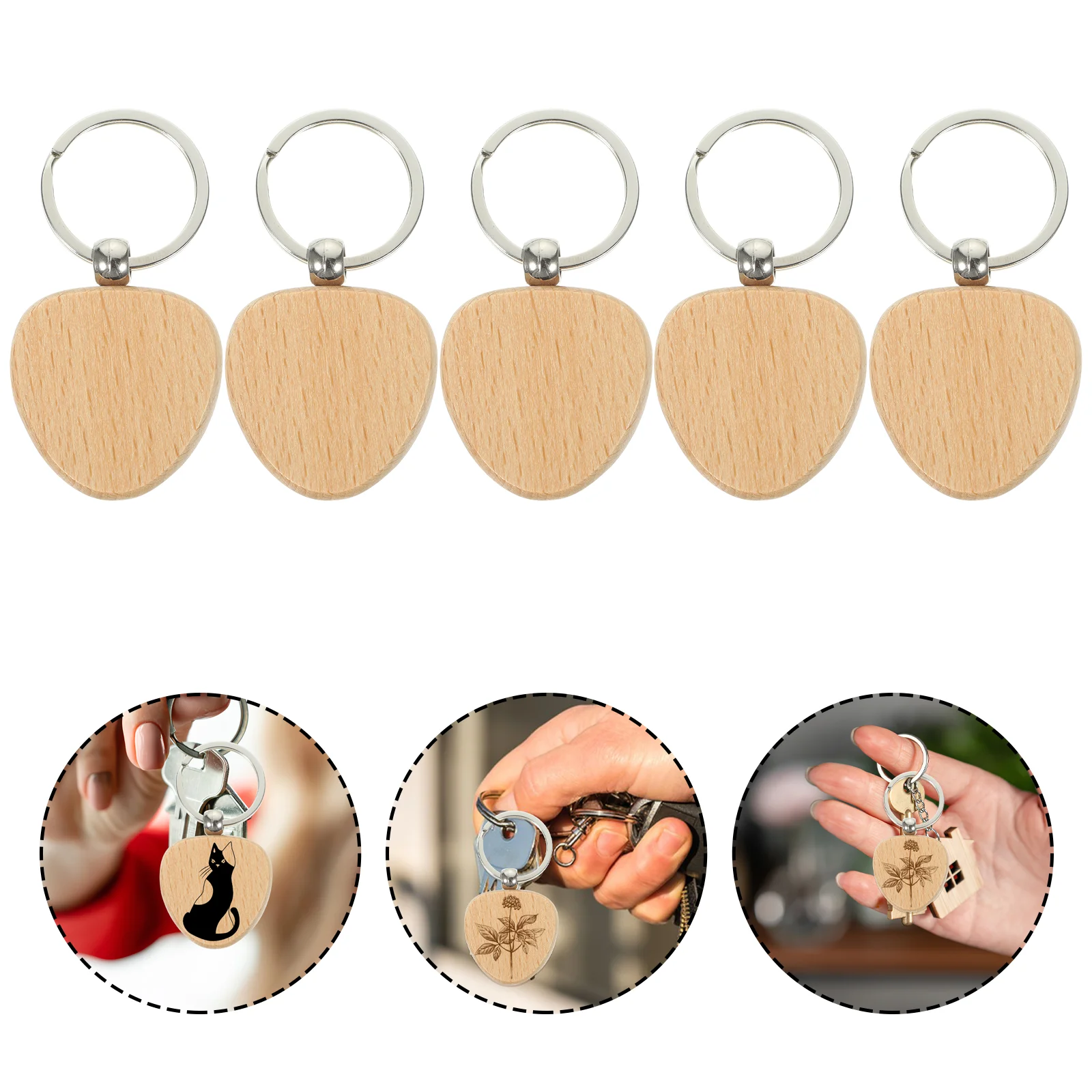 

20Pcs Engravable Wooden Keychains DIY Lettering Key Chain Pendants Blank Wood Keychains DIY Crafts