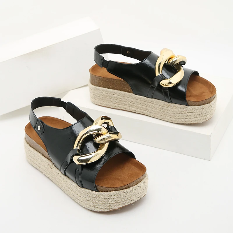 

2022 Summer Women Shoes New Fashion Casual Round Toe Solid Color Platform Sandals Breathable Peep Toe Heightened Ladies Sandals