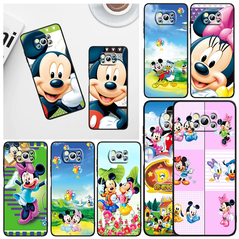 

disney cartoon mickey and minnie For Xiaomi Civi Mi Poco X3 NFC F3 GT M4 M3 M2 X2 F2 Pro C3 F1 Silicone Capa Black Phone Case