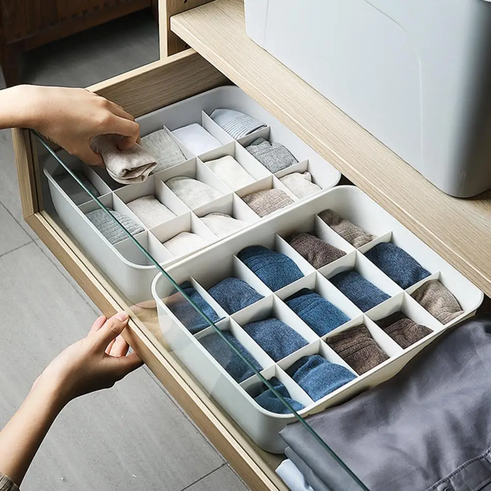 

Underwear Storage Box with Cover Wide Application Separate Compartments Storage Rack Household Products