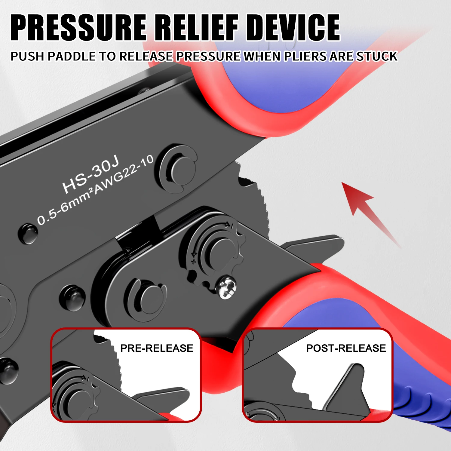 HS-30J Обжимные Щипцы для изолированных разъемов электрических проводов-AWG 22-10