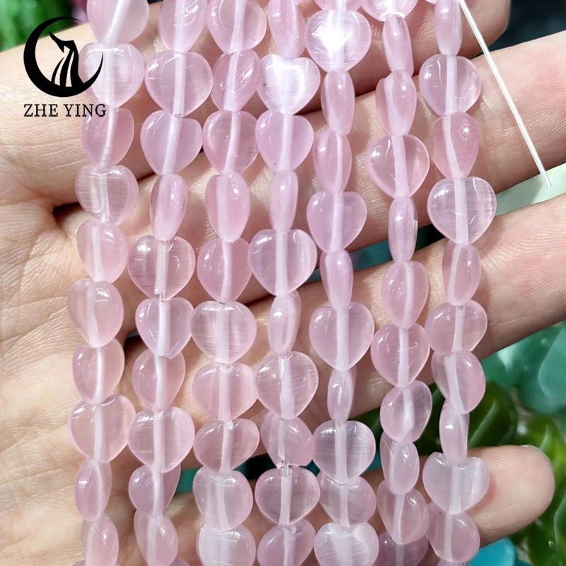 

45pcs/lot Natural Heart Cat Eye Beads Opal Stone Loose Spacer Beads for Jewelry Making Bracelet Necklace DIY Accessories