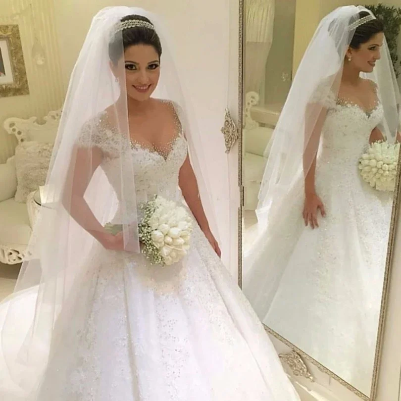 

On Zhu Princess Arabic Wedding Dresses 2023 Turkey Vintage Lace Wedding Gowns Ball Gown Bride Dresses Vestido de Noiva Plus Size