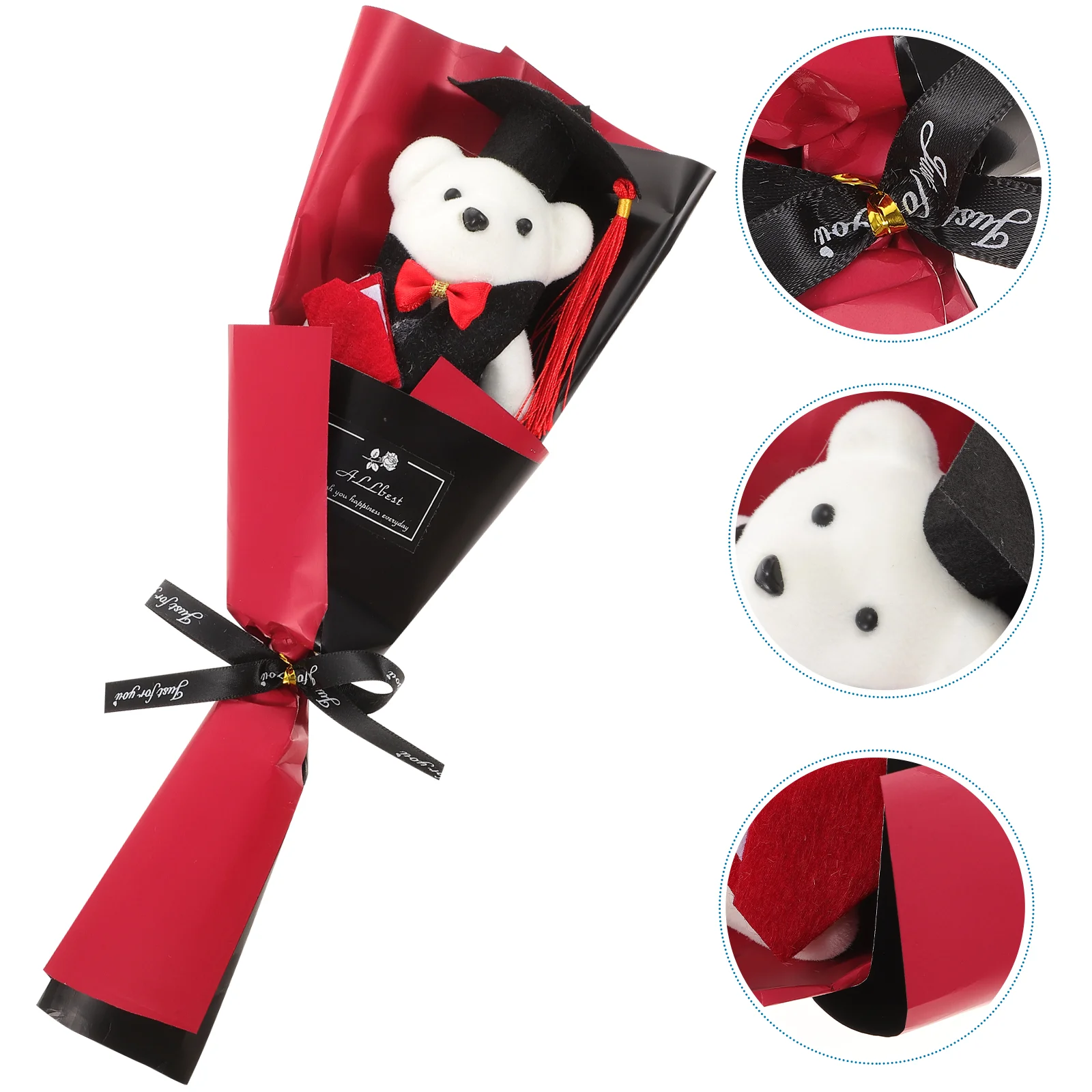 

2 Pcs Mini Bear Dolls Plush Keychain Plush Bouquet Graduation Bouquets Gifts Men & Women