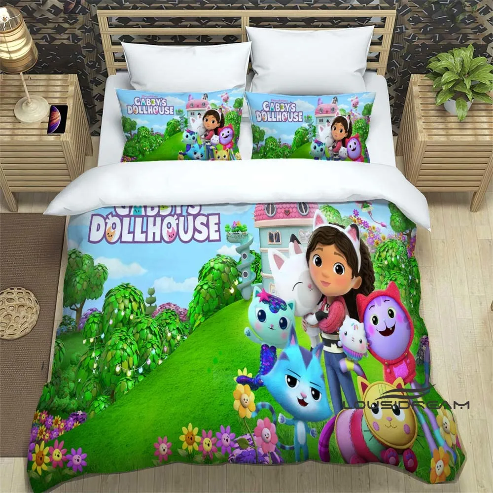 

Gabby's Dollhouse Cartoon Bedding Set 3D Printing Home Decoration Boy Girl King Size Bedding Set Quilt Cover Pillowcas