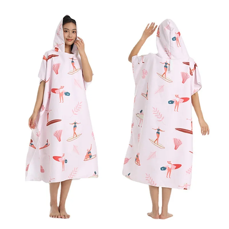

Quick Drying Beach Swimming Hooded Bathrobe Cloak Double Sided Velvet Men's And Women's Cloak Surfing Changing Bath Towel Towel
