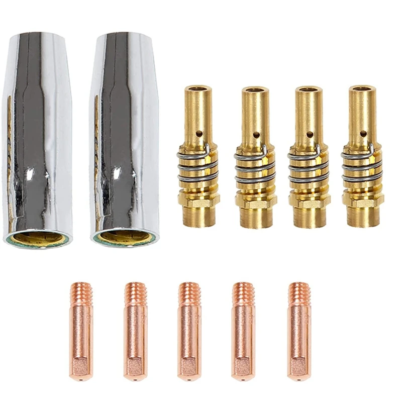 

11 PCS MB15AK MIG Welder Consumable Accessory Welding Torch Of Conical Nozzle Gas Nozzle Holder(0.6Mm 0.8Mm 1.0Mm )