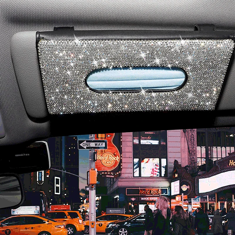 

Автомобильный органайзер для салфеток с алмазными шипами, универсальный подвесной органайзер для автомобиля, Женский органайзер для солнц...